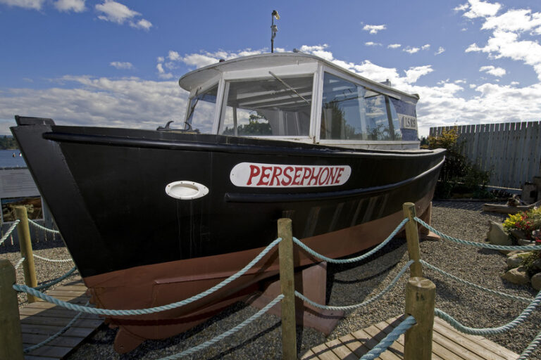 A side view of the Persephone boat at it's old location in Gibsons